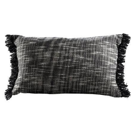 Frayed Lumbar Pillow Black Ivory (CEAC-034) -- Trade Show Rental Furniture