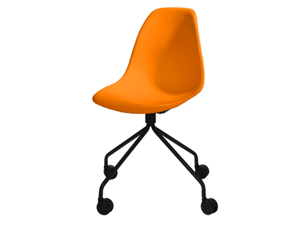 CEGS-037 | Chelsea Chair w/ Black Swivel Base and Casters Orange -- Trade Show Furniture Rental