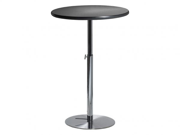 CEBT-026 | 30" Round Bar Table w/ Brushed Gunmetal Top and  Hydraulic Base -- Trade Show Furniture Rental