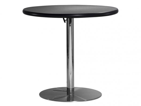 30" Round Cafe Table w/ Brushed Gunmetal Top and Hydraulic Base (CECA-022)
 -- Trade Show Furniture Rental