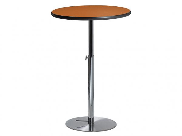 30" Round Bar Table w/ Orange Top and Hydraulic Base  (CEBT-032)
 -- Trade Show Furniture Rental
