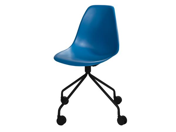 CEGS-029 | Chelsea Chair w/ Black Swivel Base and Casters Azure Blue -- Trade Show Furniture Rental